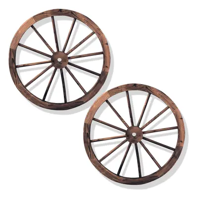 Set of Decorative Wooden Wheels Decorative Wall Fir Wood Vintage Wagon Wheels