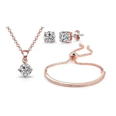 Rose Gold Plated Friendship Set Created with Zircondia Crystals