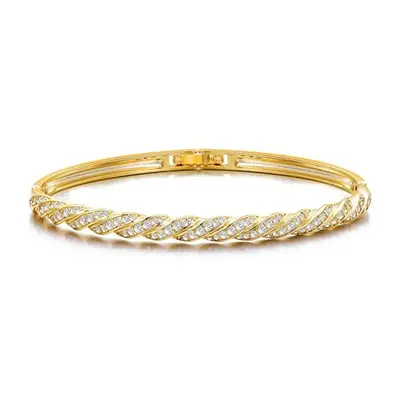 Philip Jones Gold Plated Twist Bangle Created with Zircondia? Crystals