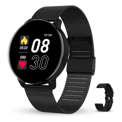 (Black) 1.3 inch IPS Full Touch Screen Bluetooth 5.0 Heart Rate Blood Pressure SpO2 Monitor Mult