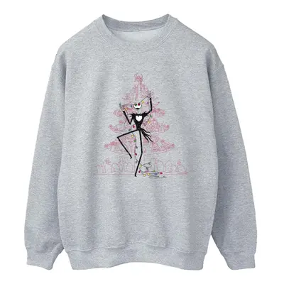 (3XL, Sports Grey) Disney Womens/Ladies The Nightmare Before Christmas Tree Pink Sweatshirt