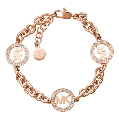 Michael Kors Stainless Steel and Pav? Crystal MK Logo Chain Bracelet f