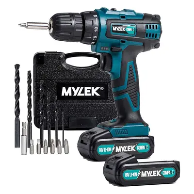 (Green) Mylek 18V Fast Charge Drill With Spare Battery