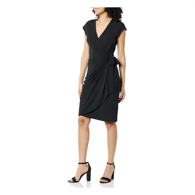 Womens Plus Size classic cap Sleeve Wrap Dress (Available in Plus Size), Black, 5X