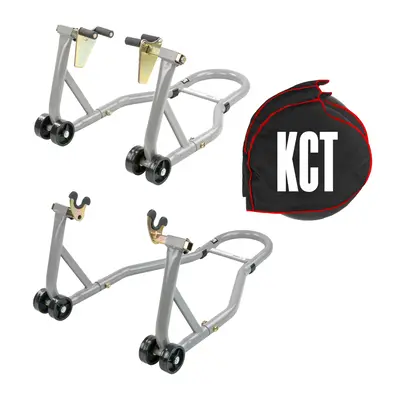 KCT Front & Rear Heavy Duty Motorcycle Paddock Stand with Tyre Warmer Covers