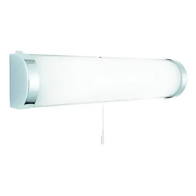 Bathroom Wall Light Switched Chrome With White Glass