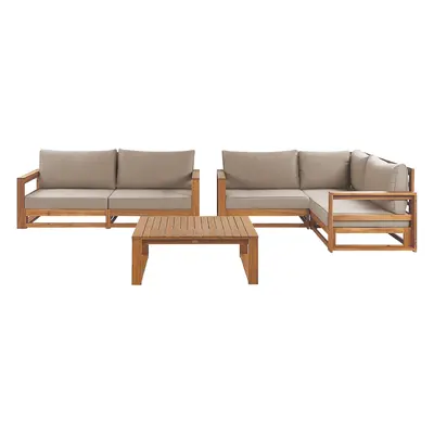 Corner Sofa Lounge Set TIMOR Certified Acacia Wood Light Wood