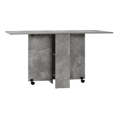 HOMCOM Mobile Drop Leaf Dining Table Folding Desk w/ Wheels Cement Grey