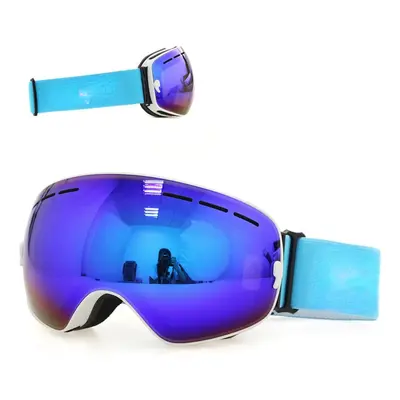 (Frame White) Ski Goggles Double Layers UV400 Anti-Fog Big Mask Glasses for Skiing Snowboard