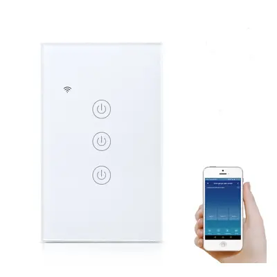 (3CH) WiFi Light Switch Neutral Optional Wire 2 Gang Alexa Google Home Assistant Control 220v 24