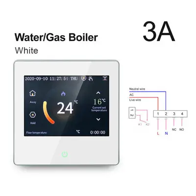 (Water Gas Boiler-White) WiFi Smart LCD Touch Screen Thermostat Heating Temperature Controller W