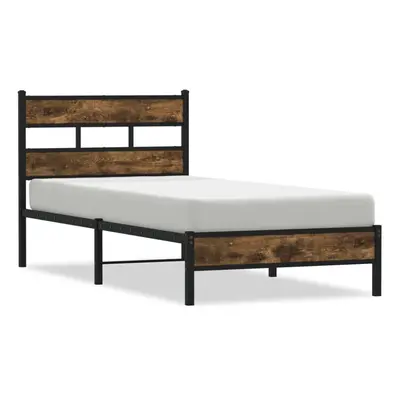 (smoked oak, x cm/ with headboard & low footboard) vidaXL Metal Bed Frame without Mattress Bed B