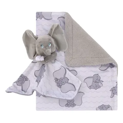 Disney Dumbo Gray and White Super Soft Sherpa Baby Blanket and Securit