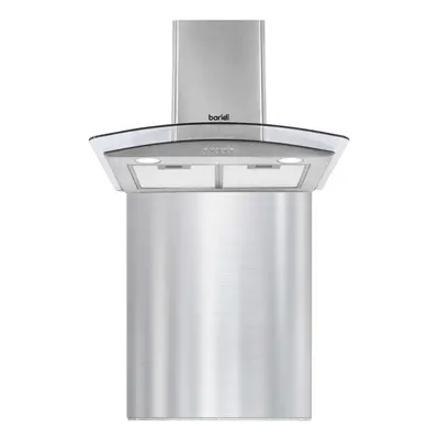 Baridi 60cm Curved Glass Cooker Hood with Carbon Filters & Splashback, Stainless Steel - DH208