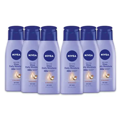 NIVEA Shea Nourish Body Lotion Dry Skin Lotion with Shea Butter Pack of 2.5 Fl Oz Travel Size To