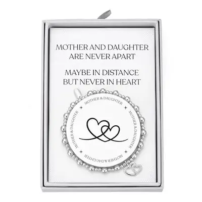 Philip Jones Silver Plated Mother and Daughter Quote Stretch Bracelet with Gift Box