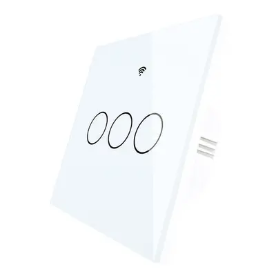 (3 Gang white 220V) WiFi Smart Light Switch RF433 No Neutral Wire Single Fire Tuya App Control W