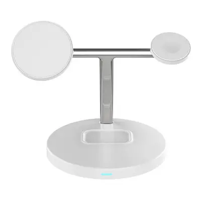 (White) Fast Wireless Magnetic Charger Stand for iPhone 12-14, Samsung S23, Apple Watch, AirPods