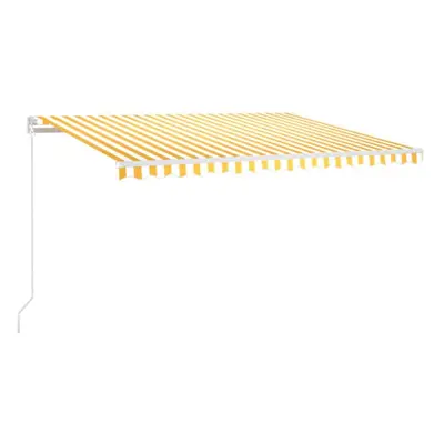 vidaXL Manual Retractable Awning with LED 400x350 cm Yellow and White Shelter