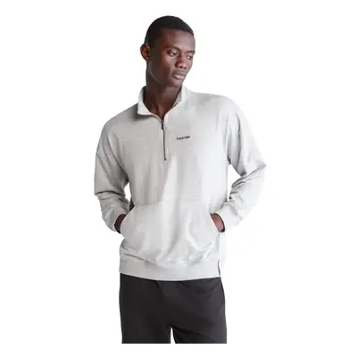 Calvin Klein Men's Modern Cotton Lounge 1/4 Zip Sweatshirt Grey Heath