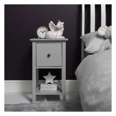 Asora Bedside Table with Drawer in Silk Grey