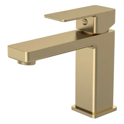 Square Mono Basin Mixer Bathroom Sink Tap & Push Button Waste - Brushed Brass - Balterley