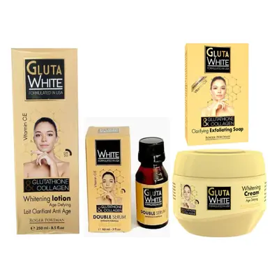 Gluta White GLUTATHIONE & COLLAGEN Whitening Lotion & Cream Age Defying, Clarifying Exfoliatong 