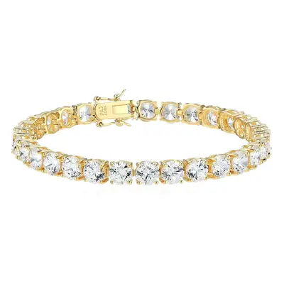 Amazon Essentials Yellow gold Plated Sterling Silver Round cut cubic Zirconia Tennis Bracelet (6