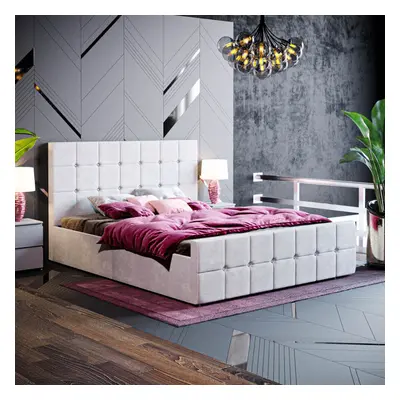 (King Size, Light Grey Velvet) Valentina Ottoman Bed Frame Bedroom Storage Velvet