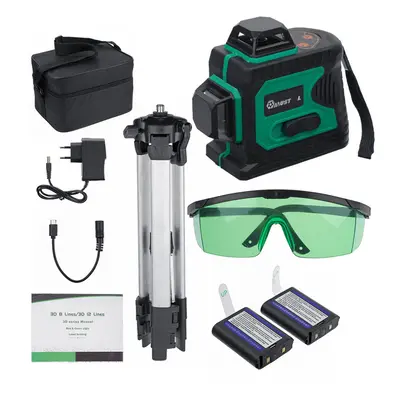 (Laser Level + 1m Tripod + Conversion) 3D Green Auto Laser Level Lines Horizontal & Vertical Cro