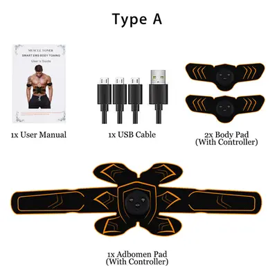 (Adbomen Pad) ABS Stimulator Muscle Toner EMS USB Rechargeable Muscle Trainer Gear Abdominal Bod