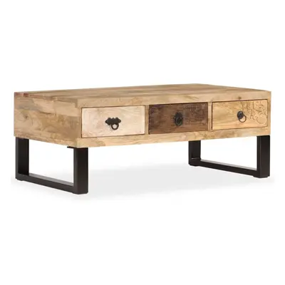 vidaXL Solid Mango Wood Coffee Table with Drawers 90x50x35cm Home Furniture