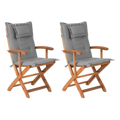 Set of Garden Chairs with Cushions MAUI Acacia Wood Grey