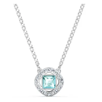 Swarovski womens Angelic Square Pendant Necklace with Aqua and White