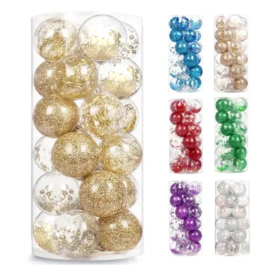 AMS 2.36""/24ct Shatterproof Clear Plastic Christmas Ball Ornaments De