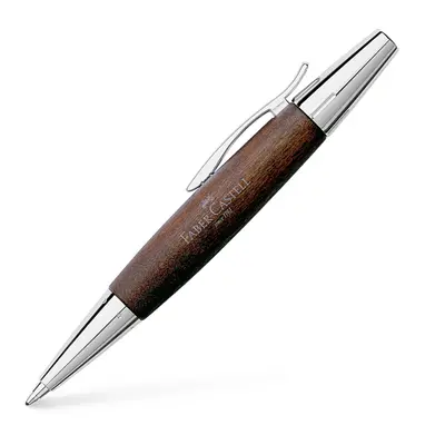 Faber Castell e-Motion Wood and Polished Chrome Ballpoint - DBR