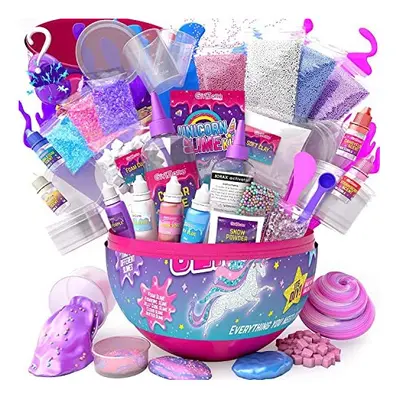 GirlZone Unicorn Egg Sparkly Surprise Slime making kit Everything in One Large Egg to Create Lot