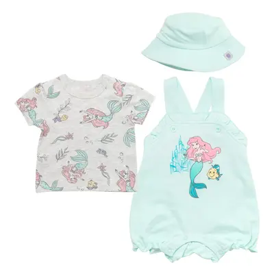 Disney Little Mermaid Newborn Baby Girls French Terry Short Overalls T