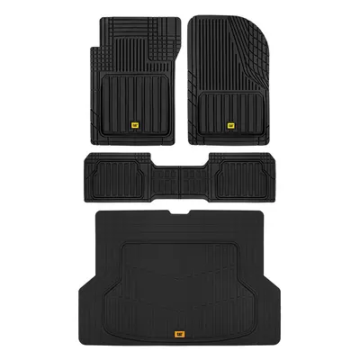 Cat ToughLiner Heavy Duty Rubber Floor Mats & Cargo Trunk Liner for Car SUV Van Sedan Black - Tr