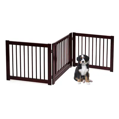 3 Panels Freestanding Wooden Dog Gate Indoor Folding Safety Barrier