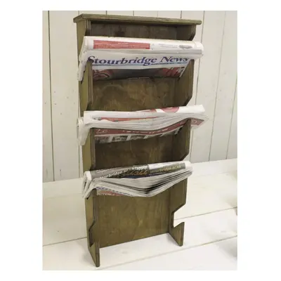 Wooden Newspaper Magazine Rack Dark Oak - by Chabrias Ltd