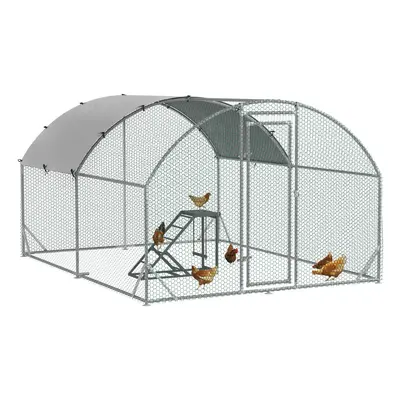 PawHut Walk In Chicken Run with Chicken Activity Shelf and Cover, 2.8 x 3.8 x 2m