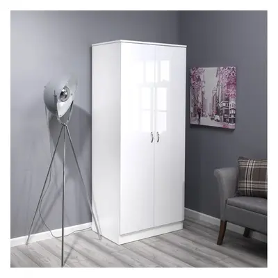 (White) High Gloss Door Double Wardrobe