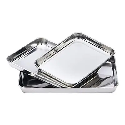 3x Stainless Steel Polished Baking Trays 23cm, 31cm & 40cm