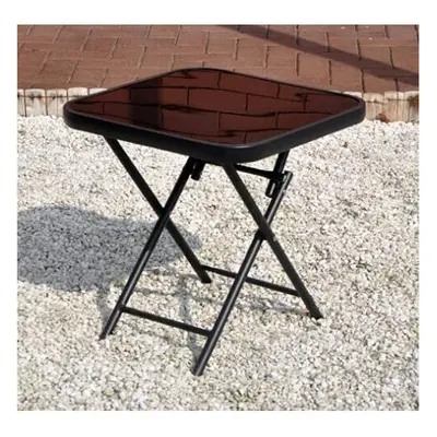 Small Foldable Occasional Drinks Table, Glass Top Bistro Table