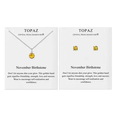 November (Topaz) Birthstone Necklace & Earrings Set Created with Swarovski Crystals