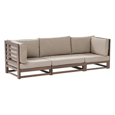 Garden Sofa Seater TRANI Modular Certified Acacia Wood Dark Brown