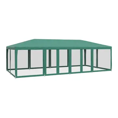 vidaXL Party Tent with Mesh Sidewalls Gazebo Canopy Marquee Green HDPE