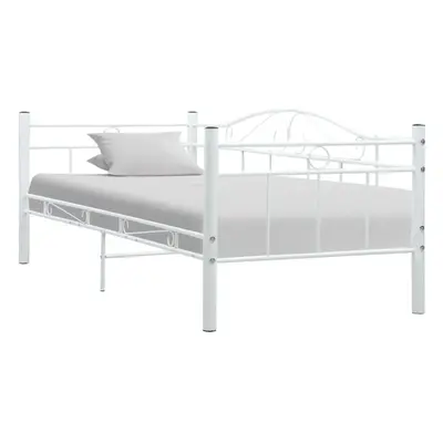 vidaXL Bed Frame White Metal 90x200cm Home Bedroom Single Beds Base Furniture