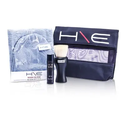 Jane Iredale H\E Minerals Kit: Lip Balm SPF + Facial Brush + Wash Glove + Bag 3pcs+1bag